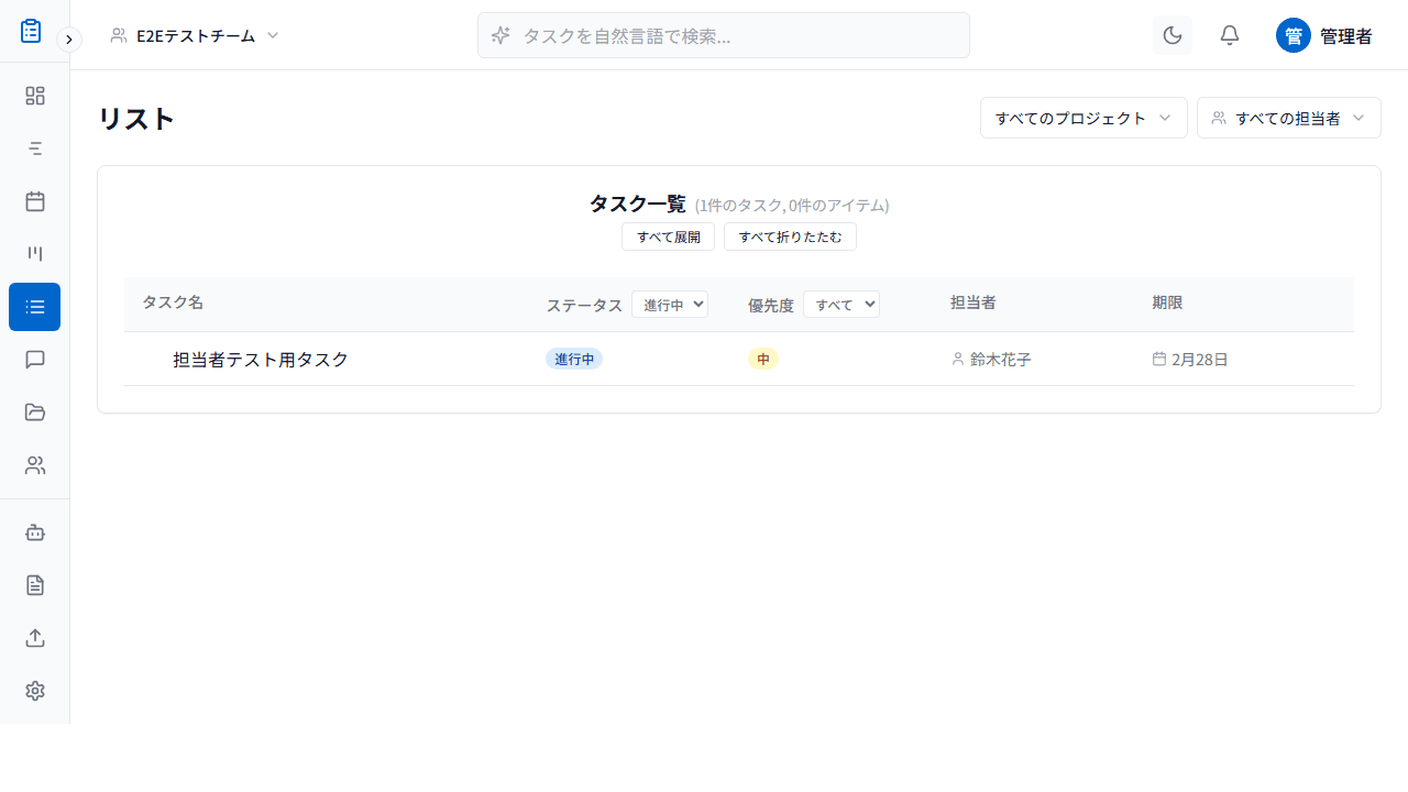 TaskFlow リストビュー